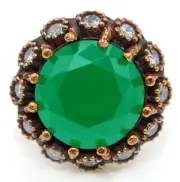 Ottoman Empire Style 4CT Treated Emerald 925 Sterling Silver Ring Sz 7 BT2