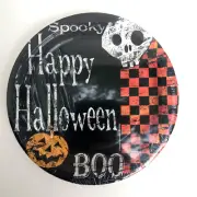 Halloween Paper Plates 8 ct 6-3/4" Plates CHECKERED HALLOWEEN Party Treat Tray