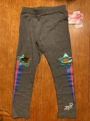 Jo Jo Siwa Girls Pants Size XS 4/5 Gray With Sparkles & Star