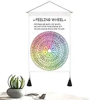 Feelings Wheel Tapestry,Emotion Chart Mounted Tapestries Wall Art - of Emotions Social Emotional Learning Wall Art