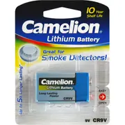 CAMELION CL9V 9V Lithium 10 Year Battery Cr9v 10 Year Smoke Alarm Life Ideal For Smoke Detectors -