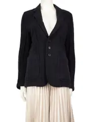 Navy Wool Button Down Blazer