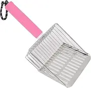 Cat Litter Shovel, Effective Cleaning Stainless Steel Poop Sifting Scooper for Litter Box (Pink)