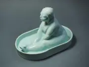 Art Studio Pottery Ceramic Nude Woman in Tab Bathing Sculpture Figurine Handmade