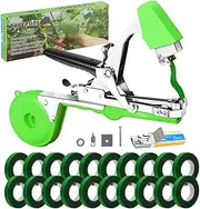 Plant Tying Machine with 20 Rolls Green Tape and10000pcs Staples, Vine Tying Machine Plant Tie Machine Lightweight Plant Tying Tape Tool Plant Tape Gun for Tomatoes Grapes and Vegetable Garden