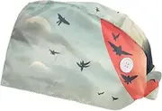 [YTYVAGT] 2-Pc,Scrub Bouffant Caps,Workout Hat with Sweatband Headgear for Women,Birds Flying Around Heart