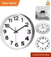 Stylish 10-Inch Silver Plastic Wall Clock - Silent Quartz for Living Spaces