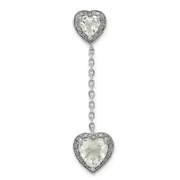 Sterling Silver Rhodium-plated Diamond and Green Quartz Pendant