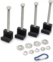 Truck Toolbox Mounting Kit - Strong Aluminum Pickup Crossover Tool Box Tie Downs J Hook - Heavy Duty 4 Pack No Drill Universal Easy Mounting Kit with Carabiner Key Chain Included - AshTaKol