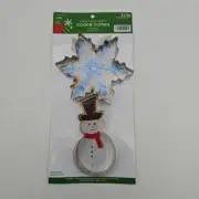 Christmas Party Metal Cookie Cutters Snowflake & Snowman 2-Pk, 5" (L), 1" (H)