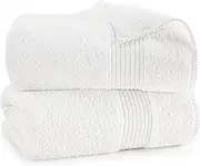Utopia Towels - Premium Jumbo Bath Sheet 2 Pack - 100% Cotton Highly Absorbent and Quick Dry Extra Large Bath Towel - Super Soft Hotel Quality Towel (35 x 70 Inches, White)