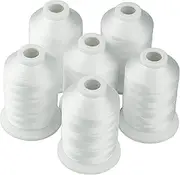 Simthread Polyester Embroidery Thread Black and White Colors for Embroidery and Sewing Machines (6 White)
