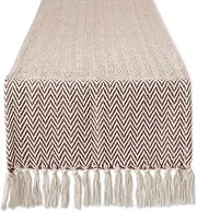 DII Woven Basic Tabletop Collection Chevron Table Runner, 15x72, Cinnamon