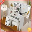 Dressing Table With Makeup Mirror And Stool 4 Drawers Vanity Desk Bedroom White