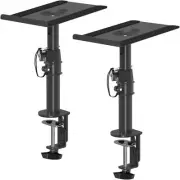 suptek Clamp-on Speaker Stand Desk Mount Set, Height Adjustment, Tilt, Swivel,