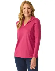 [Fella Hamilton] Hedrena Zip Polo Long Sleeve Top in Sangria