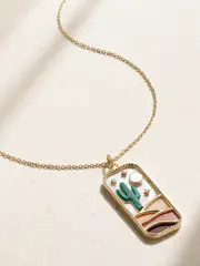 [L'Atelier Nawbar] L'Atelier Nawbar - The Cactus 18-karat Gold And Enamel Multi-stone Necklace - One size One size Gold