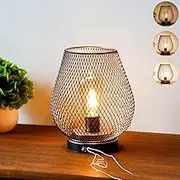 JHY DESIGN Touch Bedside Lamp Metal Cage LED Lantern Battery Operated Lamp with LED Bulb Wireless Accent Lamp for Weddings Patio Events for Indoor Outdoor (Bronze Egg)