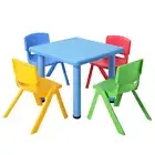 Keezi Kids Table and Chair Set Children Study Desk Furniture Plastic Blue 5PC