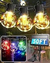 Solar Outdoor Lights Warm Colored Tunable, 15M/50FT Solar String Light Outdoor Waterproof - Solar Powered Patio Lights USB Charging Solar Hanging Lights for Yard - G40 Solar Lights for Outside String