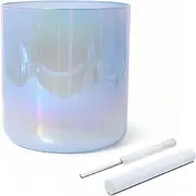 Colored Alchemy Crystal Singing Bowl with Crystal Striker Suede Mallet & O-ring, Clear Sound Bowl for Yoga Meditation Sound Bath(440Hz,8 inch C Note)