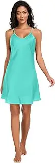 [FRODOTGV] Womens Nightgown Sexy V Neck Chemise Nighty Teal Plain Casual Sleep Dress for Women S