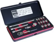 KoKen Z-EAL 1/4sq. Tool Set (Single Open Metal Case Type) 2286ZB 17-pc Set Japan