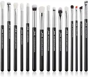 Jessup 15Pcs Professional Makeup Brushes Set Make up Brush Tools kit Cosmetics Tools Eye Liner Shader Wood Handle Natural-synthetic Hair Brushes Pearl Black/Silver (Black/Silver), T177