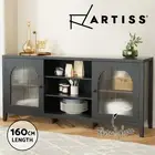 Artiss Buffet Sideboard Cupboard Cabinet Doors 3-Tier Shelf Storage Table Black