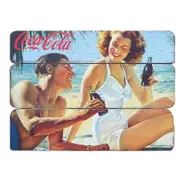 Coca-Cola Coke Beachside Couple Retro Wood Pin Up Wall Plaque
