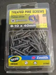 Zenith 8-10 x 40mm Tufcote® Countersunk Head Treated Pine Screws - 100 Pack
