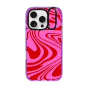 iPhone 16 Pro Impact Ring Stand Case MagSafe Compatible Marble Trippy Wavy Swirl Pink Red Spiral Warp Twirl 70s Psychedelic Acid Groovy Abstract Pattern