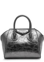 Givenchy Antigona Toy Metallic Leather top Handle bag - Silver ONE SIZE