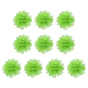 10Pcs 2.8" Chiffon Flowers Fabric Flower Sewing Fabric Appliques Lime Green