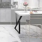 Happybuy Metal Table Legs Set of 2 - 28" Height 20" Width Heavy Duty Bench Legs, Zig Zag Style for Dining, Coffee, Desk - Black Modern DIY Steel Base