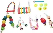 HAPINARY Parrot Toy Set 13pcs Hanging Toys Bird Swing Parakeet Toys for Cage Handmade Craftsmanship Random