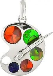 [Starborn] Ammolit Artist Palette Pendant in Sterling Silver, Sterling Silver Gemstone, Ammolite
