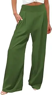 [Generic] Ladies Black Trousers Trouser Suits for Women Plus Size Short Flared Leg Elastic Waist Slim Maternity Leggings with Pockets Long Linen Cropped Summer Elasticated