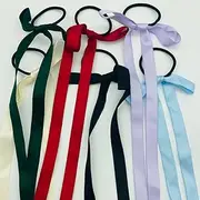 Bow Ribbon Hair Ties Satin Hair Bows for Women Girls Elastic Bowknot Hair Ribbon Rope Hair Bands for Women's Hair Tie with Bow Long Ponytail Holders Headdress