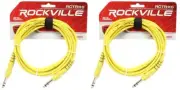 2 Rockville RCTR110Y Yellow 10' 1/4'' TRS to 1/4'' TRS Cable 100% Copper