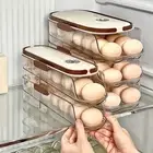 BPA Free Automatic Rolling Egg Container Transparent Egg Storage Box for Home
