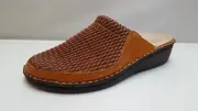 La Plume Flex Women's Brown Stretch/Leather clog with removable insole full fit
