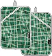 Pot Holders Heat Resistant Merry Christmas Green Plaid Potholders with Pocket Kitchen Hot Pads Sets Oven Mitts 2 Pack