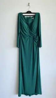 EMILIO PUCCI ITALY DEEP GREEN LONG SLEEVE JERSEY MAXI DRESS 48 | 16