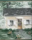 COUNTRY SCENE W/ HOUSE AND PICKET FENCE WALLPAPER BORDER