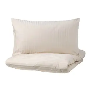 IKEA 雙人被套附2個枕頭套, 淺米色, 200x200/50x80 公分