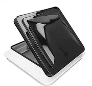 RV Vent Fan Fan 14in Reversible Kit with 12V Motor 6in Blades for Trailer, Bathroom, Replacement Kit with Black Lid and White Trim