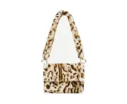 Leopard Print Bag Winter Faux Fur Shoulder Bag Handbag Lady Leopard Handbag Female Party Small Girls Tote Bag Christmas Gift (brown)