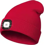KAVAVO Beanie Hat with Light, Rechargeable USB LED Lighted Beanie Hat, Unisex Winter Warmer Knitted Hat for Night Walks, Fishing, Camping, Hunting