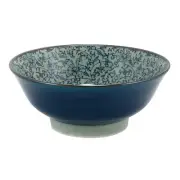 SET of 2 Japanese Noodle Rice Bowls 8.25"D Ceramic Manyo Karakusa Made in Japan